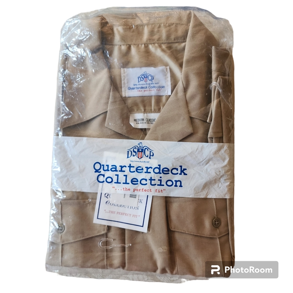 NWT quarterdeck collection Khaki work shirt navy uniform military surplus - M